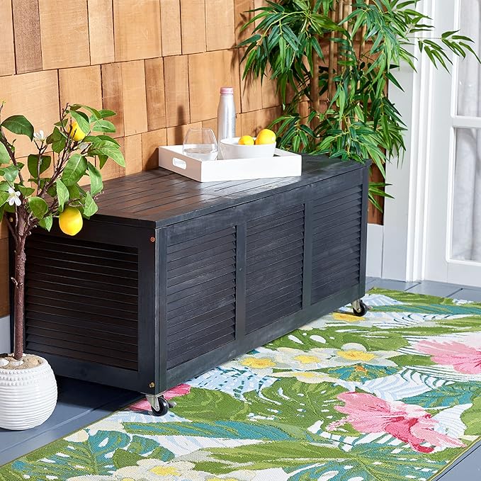 SAFAVIEH Outdoor Collection Elina Black 47-inch Long Cushion Box