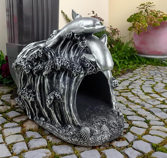 coolboy Dolphin Statue Gutter Downspout Extension Decorative,Animal Garden Statue Outdoor Decor,3"×4" Rain Gutter Downspout Splash Block,Rain Downspout Diverter