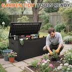 110 Gallon Deck Box Outdoor Indoor Waterproof Storage Box for Patio Furniture, Pool Accessories, Garden Tools, and Cushion Storage, Black