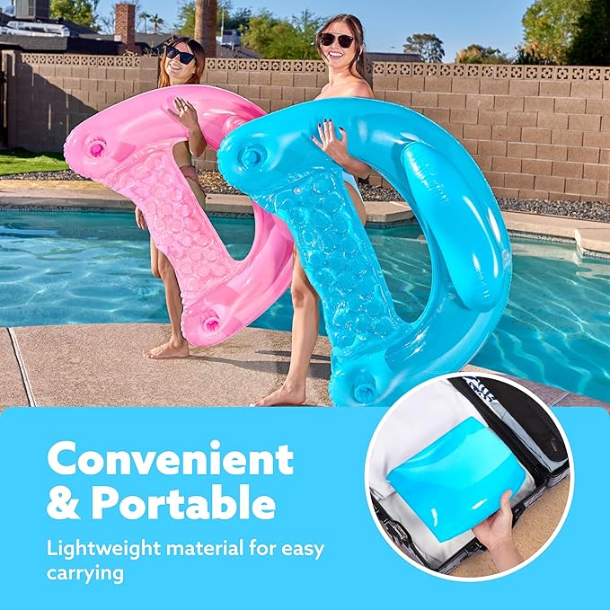 SLOOSH Inflatable Pool Floats Adult,2 Pack Pool Chairs with Cup Holders,Blow up Floats Chair,Hammock Noodle Mat for Relaxing Summer Water Fun Swimming Party Beach