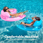 SLOOSH Inflatable Pool Floats Adult,2 Pack Pool Chairs with Cup Holders,Blow up Floats Chair,Hammock Noodle Mat for Relaxing Summer Water Fun Swimming Party Beach