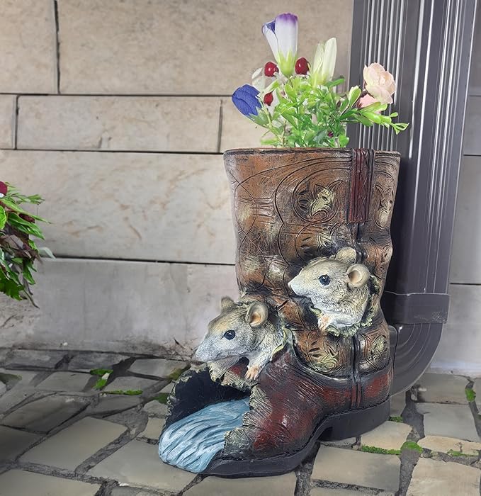 Mouse Statues Gutter Downspout Extension Statues Garden Decoration,Resin Statue Outdoor Decor,Animal Downspout Diverter,Decorative Gutter Extension,3"×4" Downspout Extender Diverter Splash Block