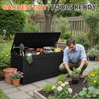 78 Gallon Deck Box Outdoor Indoor Waterproof Storage Box for Patio Furniture, Pool Accessories, Garden Tools, and Cushion Storage, Black