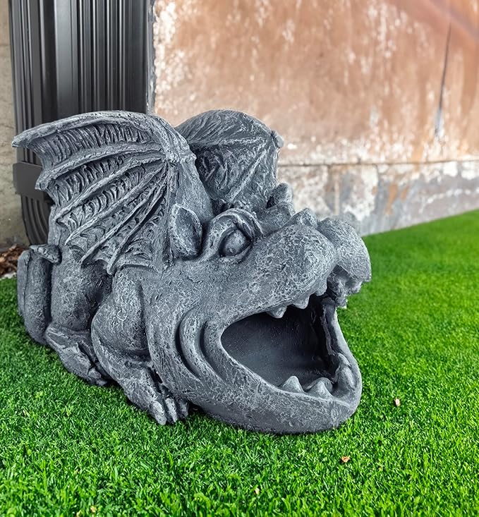 Gargoyle Statues Garden Decoration, Resin Statue Outdoor Decor, Animal Downspout Diverter, Decorative Gutter Extension, 3"4" Downspout Extender Diverter Splash Block