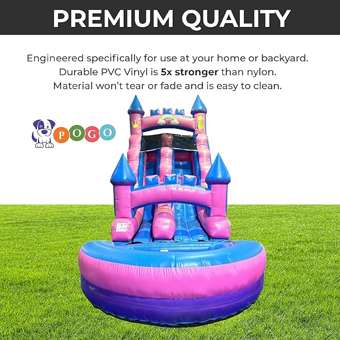 Inflatable Water Slides for Kids - Backyard Inflatable Water Slides with Splash Pool - Pink Unicorn Slide Complete with Blower, and Stakes - 25.5' x 9' - 15' Tall Slide