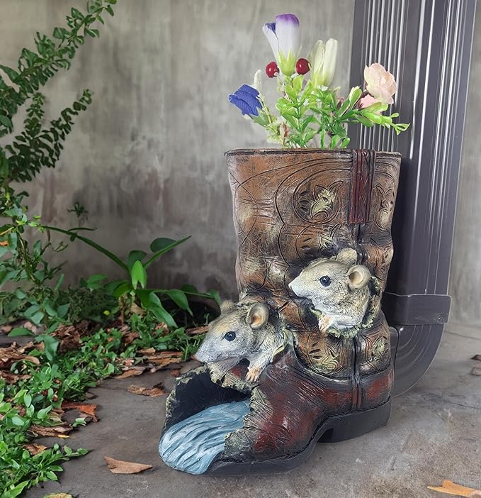 Mouse Statues Gutter Downspout Extension Statues Garden Decoration,Resin Statue Outdoor Decor,Animal Downspout Diverter,Decorative Gutter Extension,3"×4" Downspout Extender Diverter Splash Block