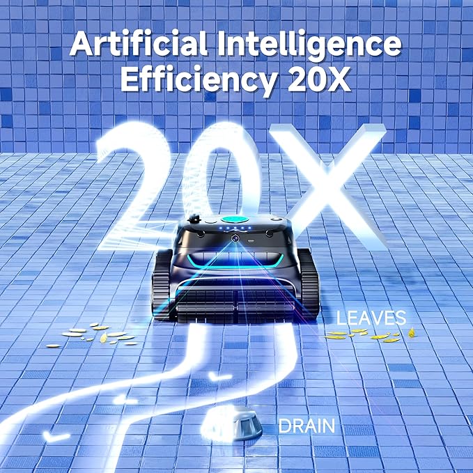 (2025 New) WYBOT S2 Solar Vision Robotic Pool Vacuum Cleaner, AI Vision, Smart Auto Docking, Dual Charging, Scheduled & Area Cleaning, 3D Adsorption for In-Ground Pools, Grey&Green