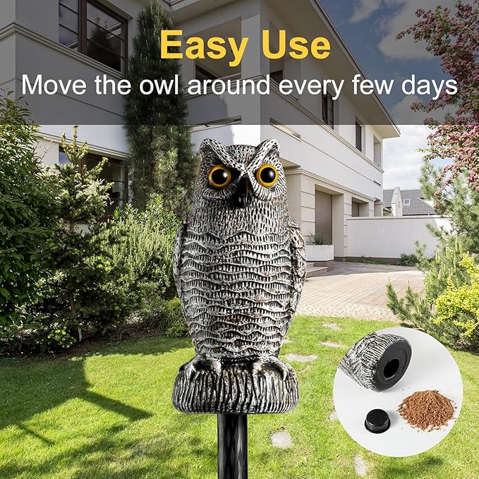 OFFO Bird Scare Devices Plastic Owl Scarecrow for Halloween Decorations Outdoor Garden, Yard, Pool Decoration, 8.3 in Height, Brown