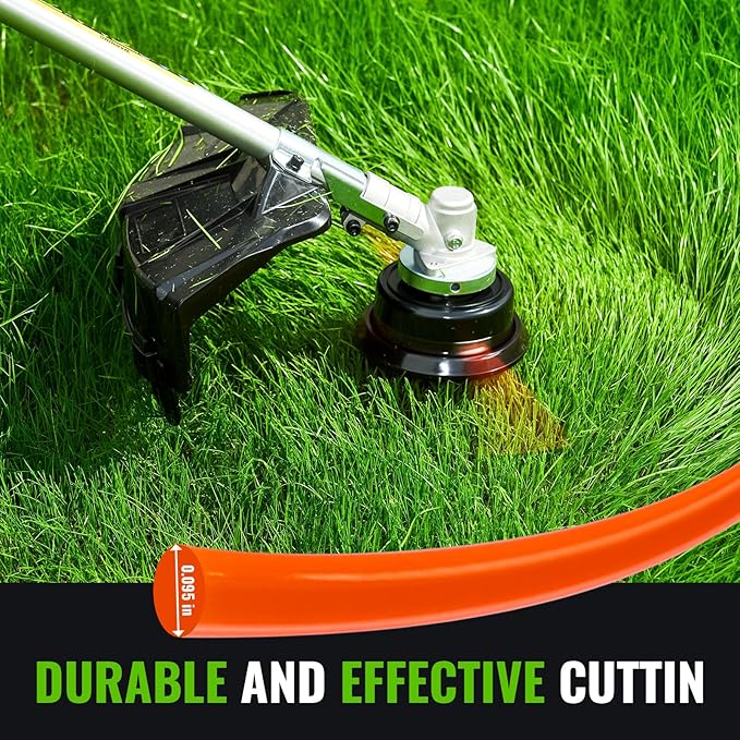 0.095“ Red 100Ft Trimmer Line Heavy Duty, Professional Round Weed Wacker String for Gas and Electric Grass Trimmer and Brushcutters, Fits Most Standard Models