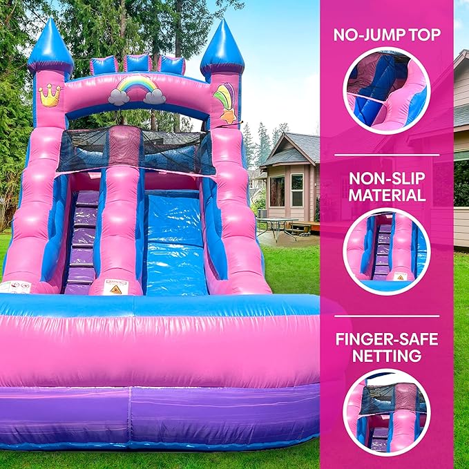 Inflatable Water Slides for Kids - Backyard Inflatable Water Slides with Splash Pool - Pink Unicorn Slide Complete with Blower, and Stakes - 21' x 9' - 12' Tall Slide