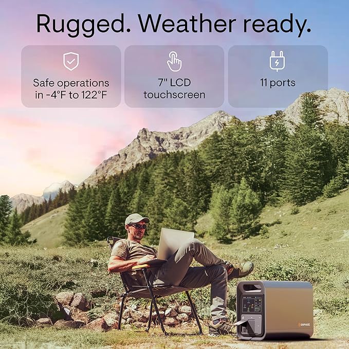 Enphase IQ PowerPack 1500 Portable Power Station, 1500 W LFP Battery, 75-Min Fast AC Recharge, UL-Certified Solar Generator for Home Backup, Camping, RV, Emergency, 4G, Wi-Fi, Power Outage Essentials